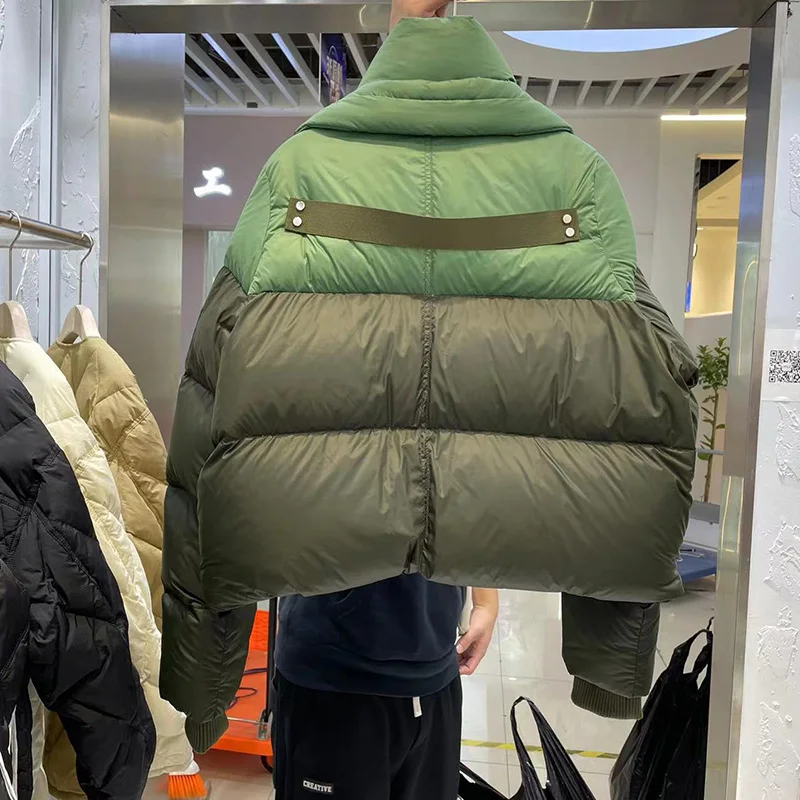 Imagem -03 - Gola à Prova de Vento Fofo Mulher para Baixo Cabolsa Contraste Cor Cortada Puffer Jaquetas 2023 Novo Grosso Quente com Capuz Inverno Parkas