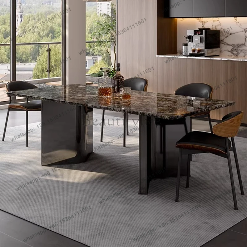 

Platinum Diamond Luxury Stone Dining Table Brazilian Natural Marble Table High-End Modern Dining Room Furniture for Home