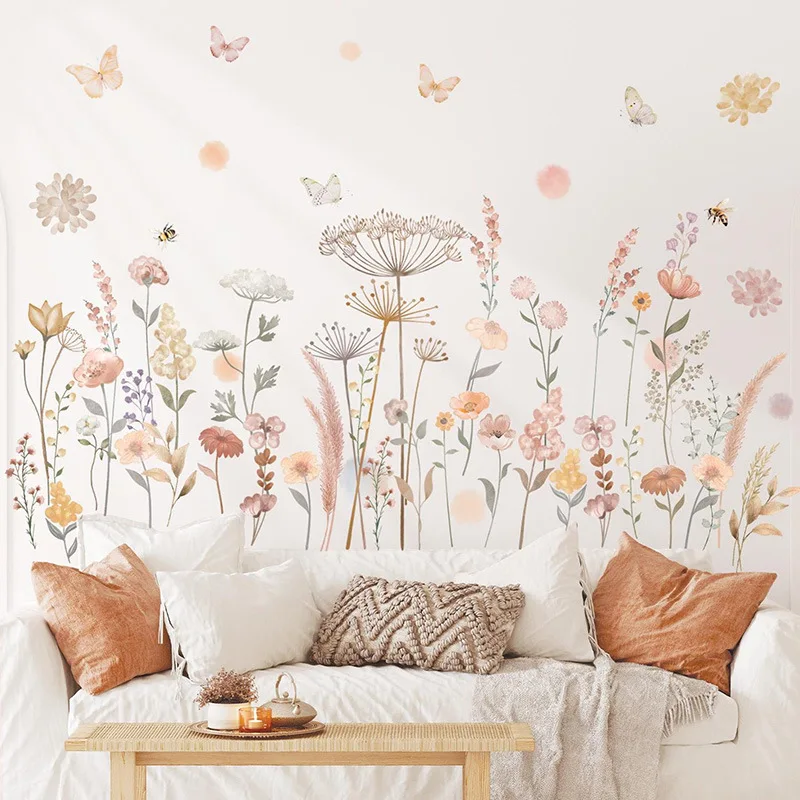 

Boho Dandelion Flower Wall Stickers Wildflower Floral Grass Decals DIY Baby Nursery Girls Bedroom Kids Room Wall Decor Wallpaper