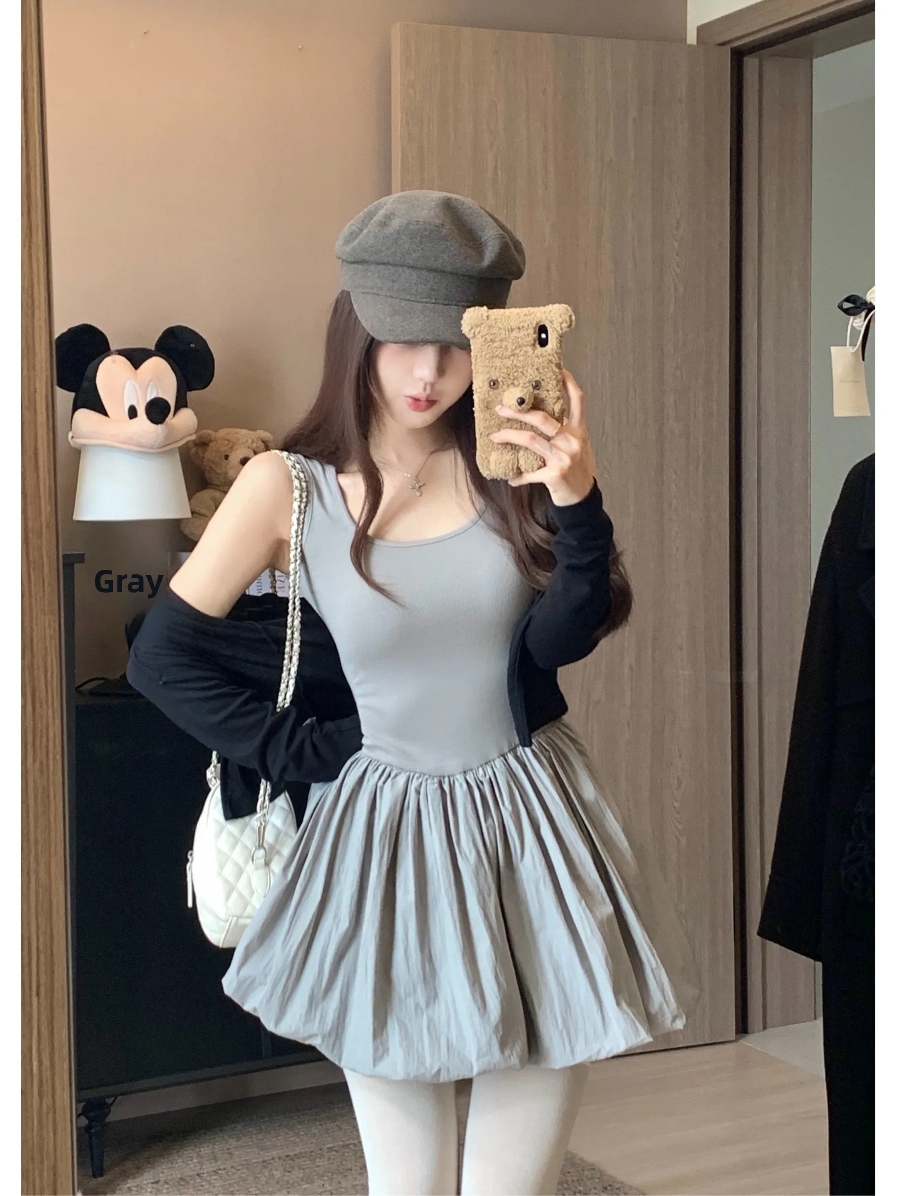 

Stunningly Beautiful Short Puffy Skirt Dress Women's Sleeveless Halter Neck High Waist Summer Fashion Sweet And Spicy Waist S...