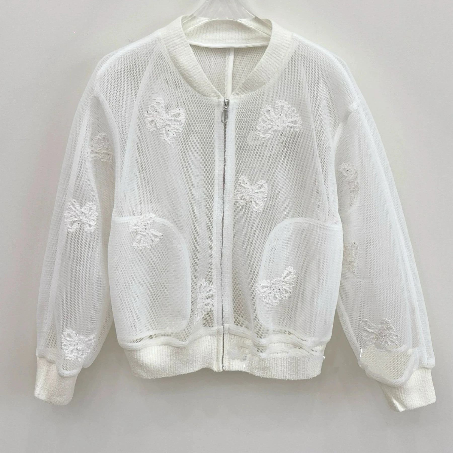

Lemon Cheese M*NE Autumn Heavy Work Hollow Patchwork Flower ort Sle Outerwear Top Match All Kind of Aosphere