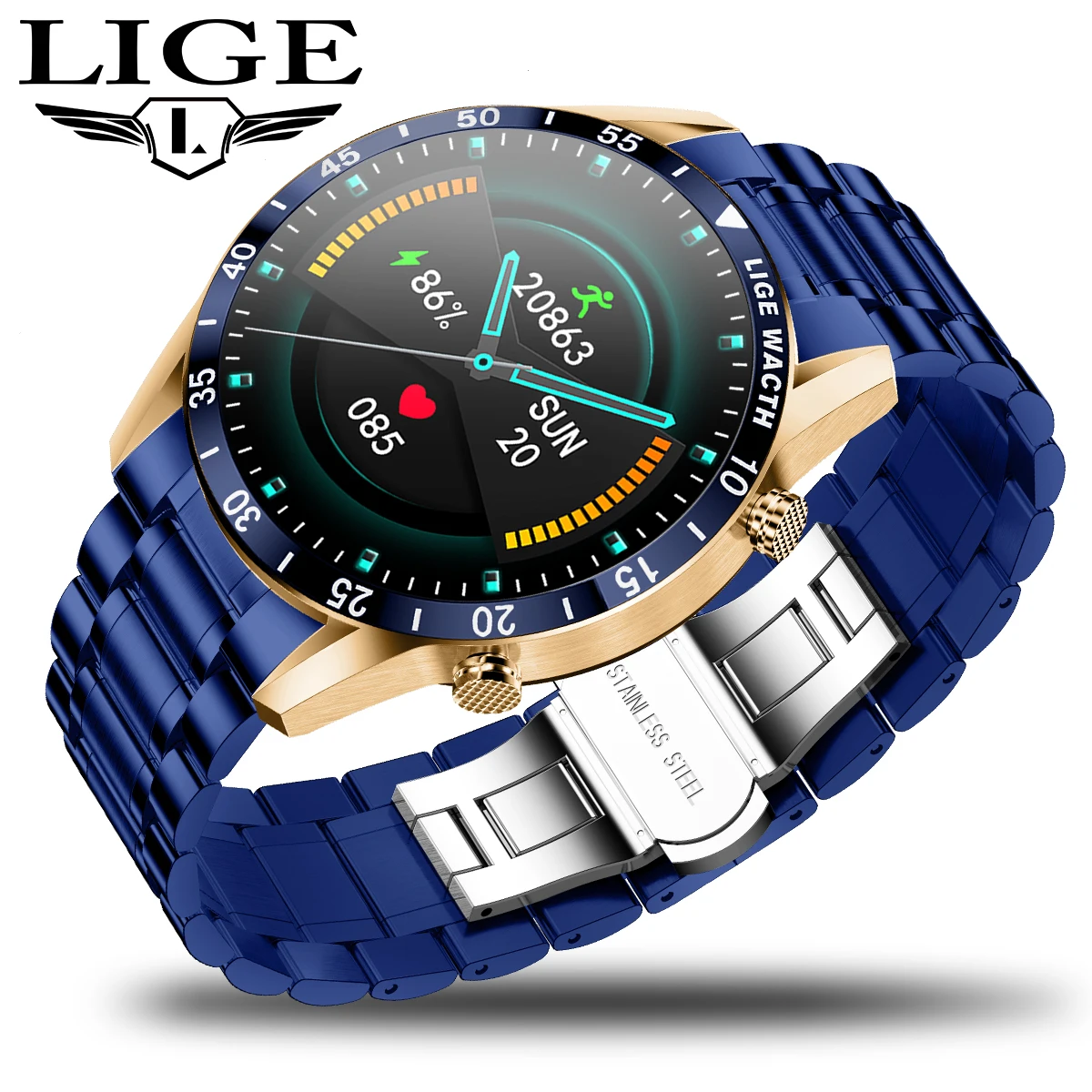 LIGE Luxury Full Circle Touch Screen Smart Watch image