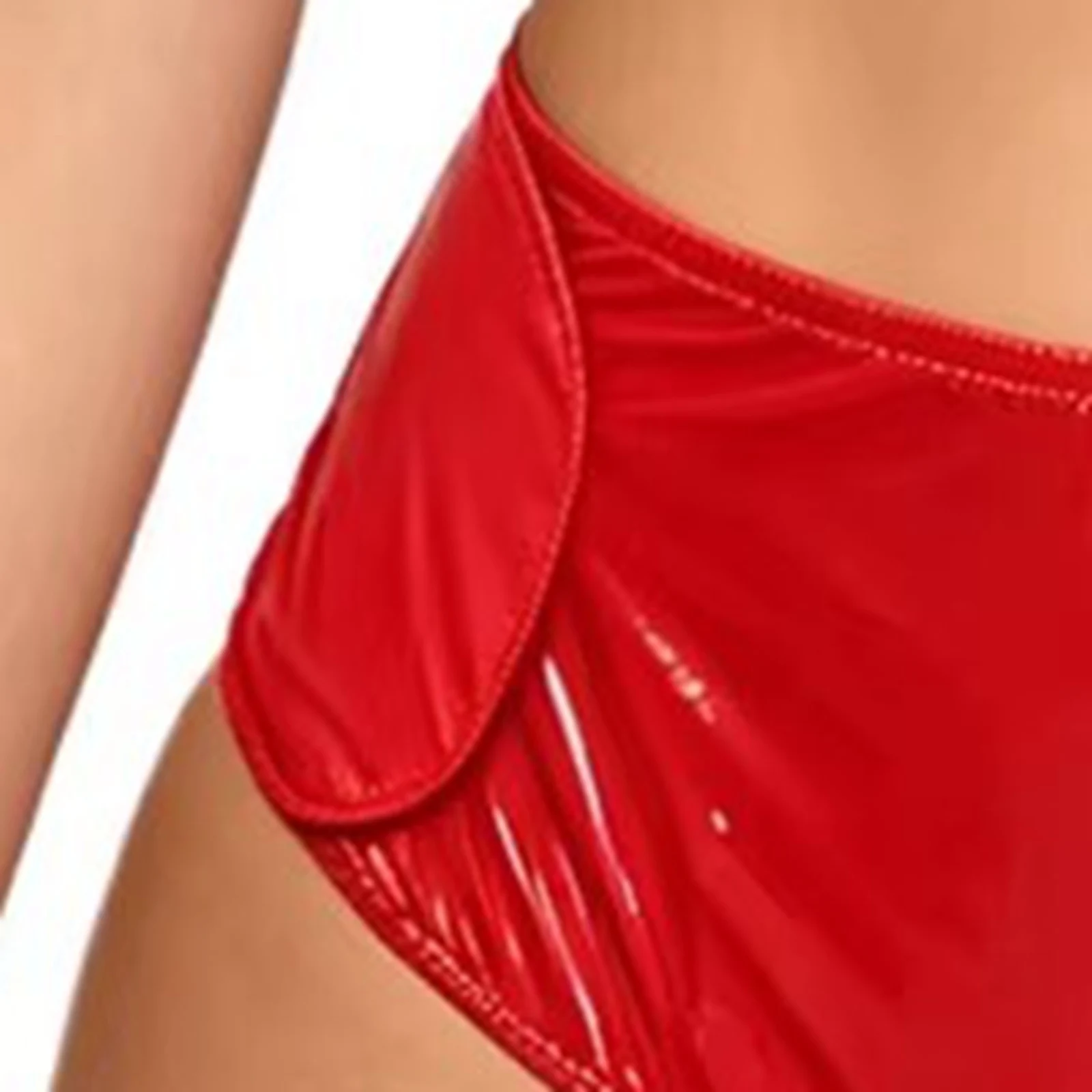 Womens 2 Piece Swimwear Waterproof Vinyl Short Sleeve Crop Top with Briefs Swim Bottoms Pool Party Beach Swimming Costume