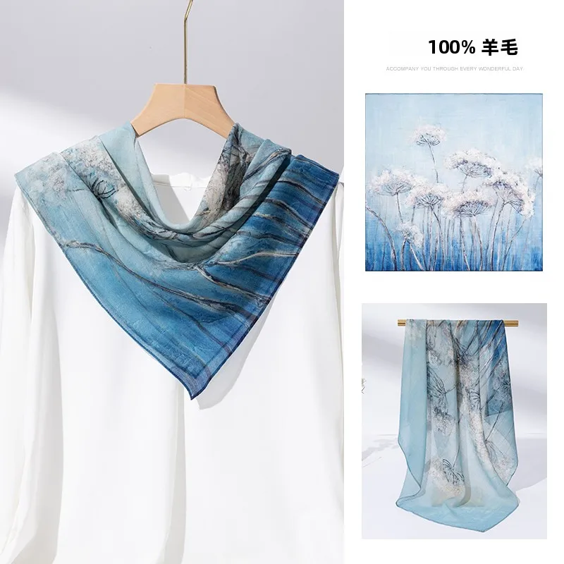 暖かいウールスカーフ-軽量シルクスクエアネックカバーデザイン-母への誕生日プレゼント-教師-秋冬ファッションアクセサリー