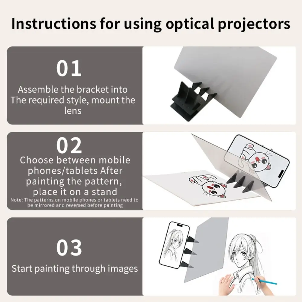 Portable Drawing Learning Aid Image Reflector Practice Optical Drawing Board Sketching Painting Board Art Tool Beginners