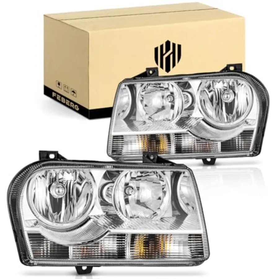 

OE Style Anti-Yellowing Headlights for 2005-2010 300 Trims 4-Dr Only Not Fit 300C Not Fit Hid Clear Plastic Replacement