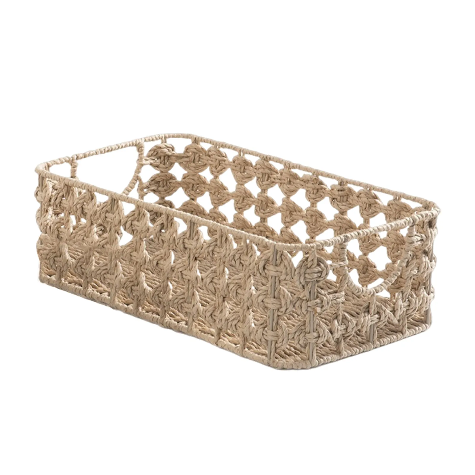 

Премиальная плетеная корзина для хранения для организации небольших пространств, эффективная настольная полка-органайзер для закусок и косметики из натурального веревочного материала