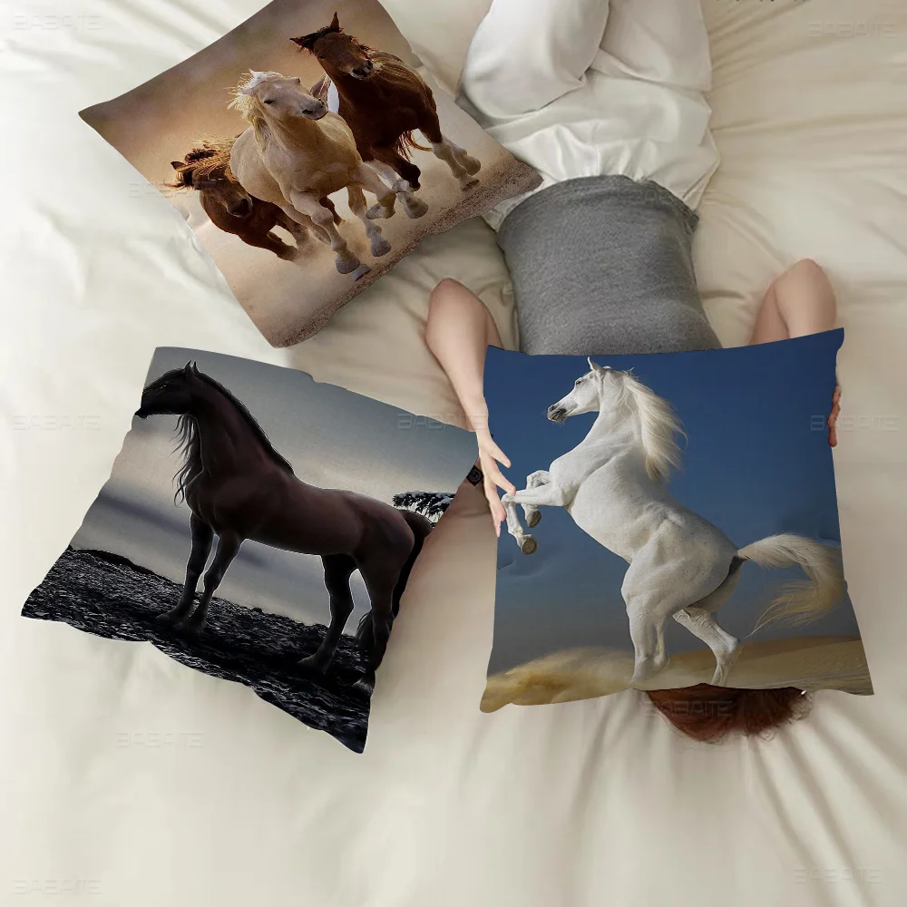 

Beautiful Horse Personalized Picture Text Home Decorative Pillows Household Gifts 45x45cm