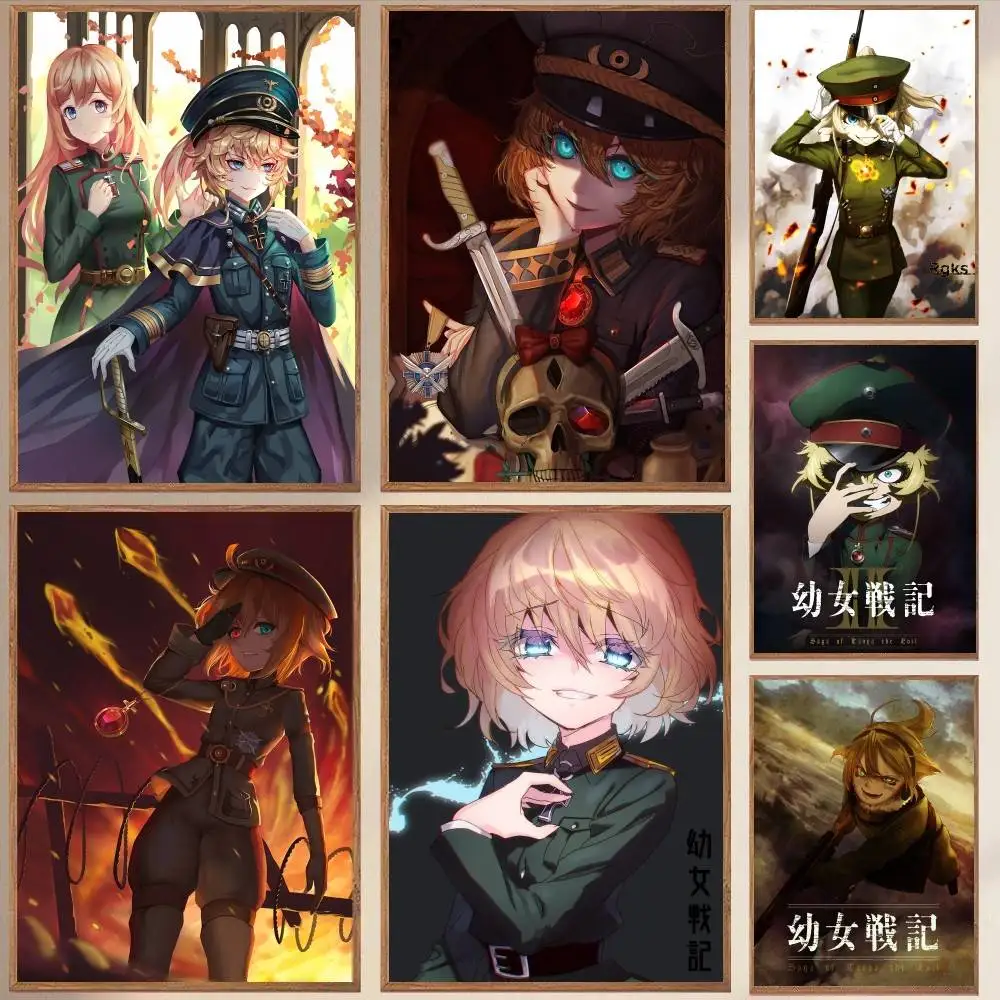 1 قطعة ساغا تانيا الشر أنيمي المشارك ذاتية اللصق الفن ورق مقاوم للماء ملصق مقهى بار غرفة جدار ديكور