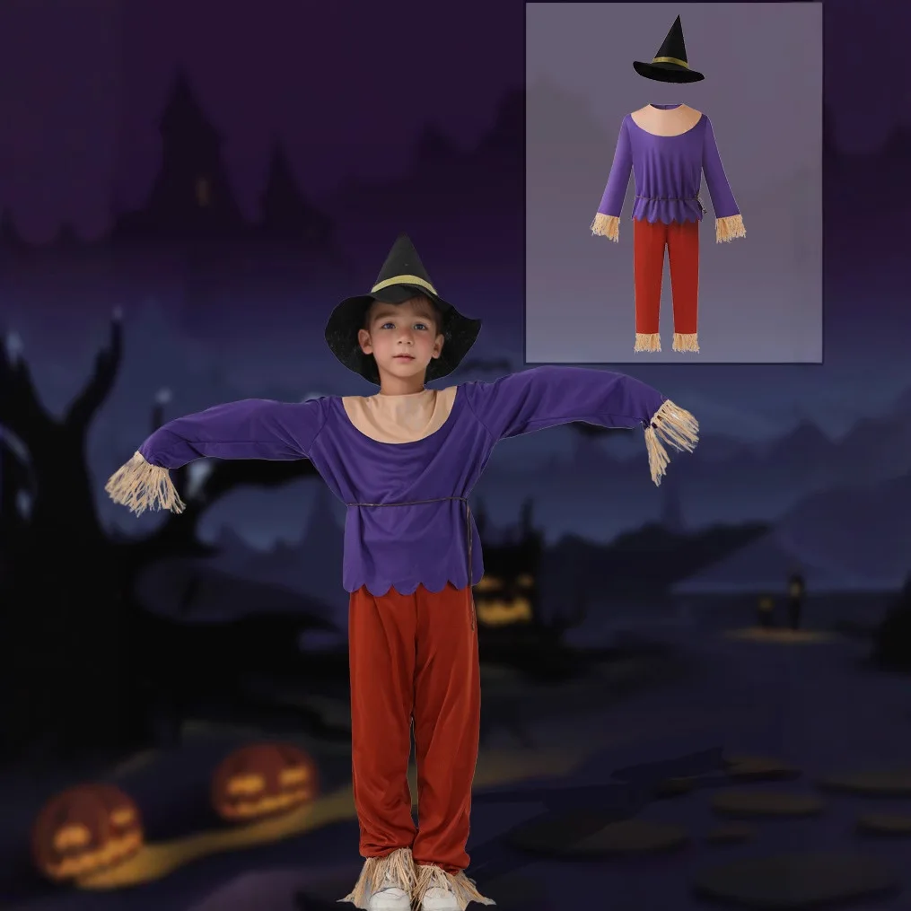 

Child Halloween Costume Set Role-Playing Scarecrow Party Costume Carnival Party Costume Fancy Dress Stage Performance Costume