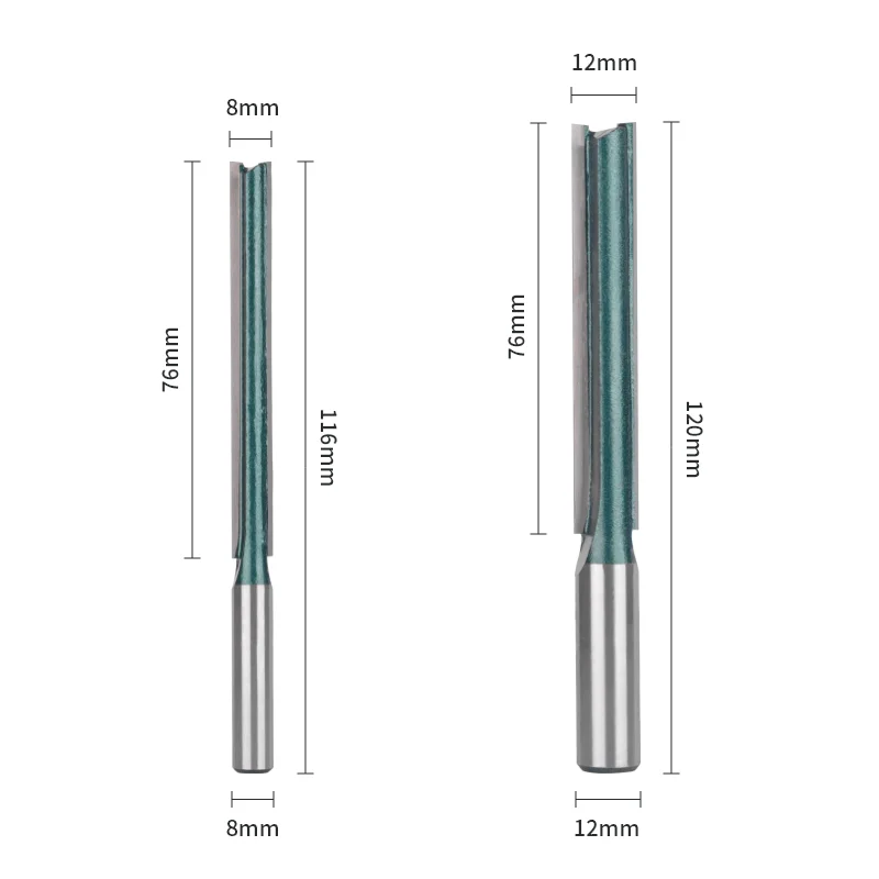 PTA-broca recta de 8MM y 12MM para carpintería, fresadora para madera, fresa de carburo