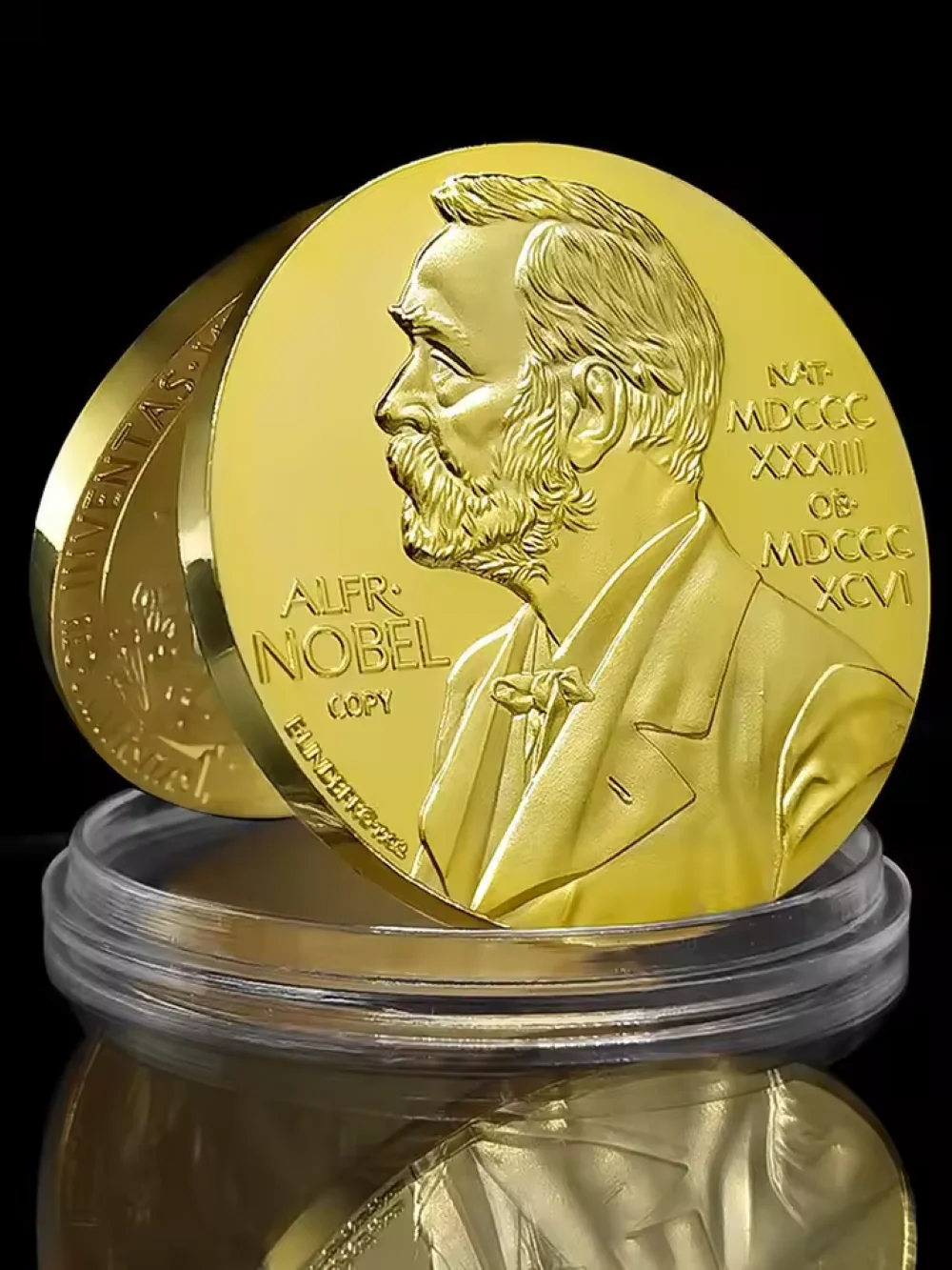 Nobel Prize Gold Plated Coin Medal Crafts Founder Portrait Scientists Inventors Honorary Commemorative Gift