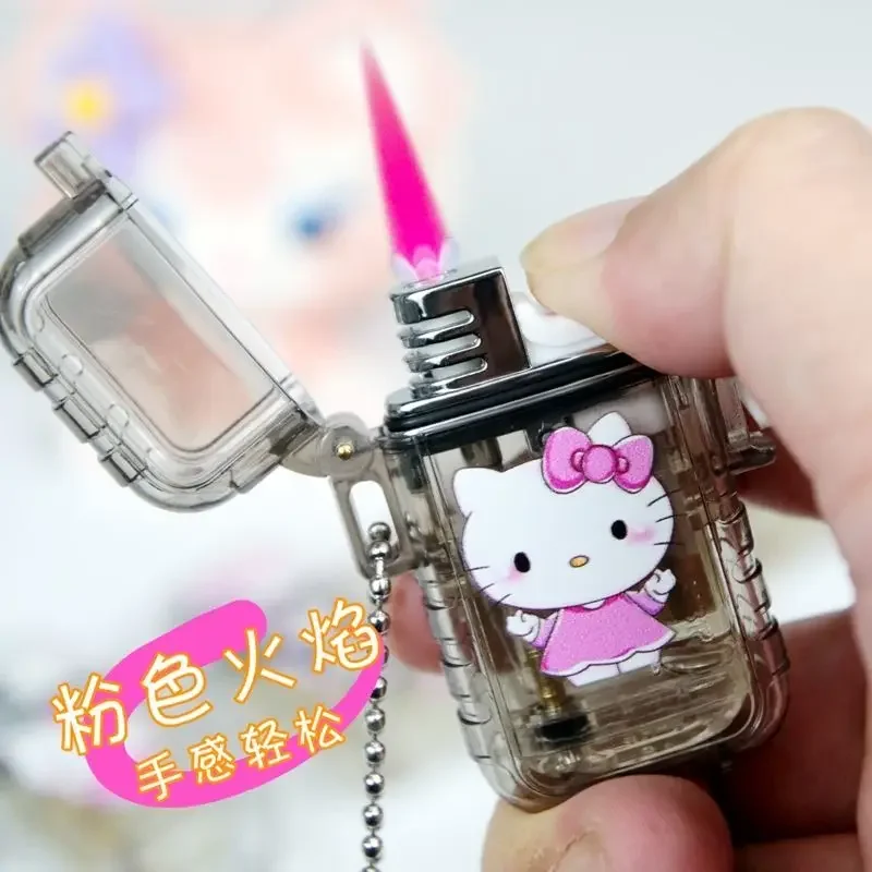 Necklace Creative Igniter Hello Kitty Sanrio Waterproof Lighter Kuromi My Melody Anime Cartoon Windproof Red Flame Gas Lighter