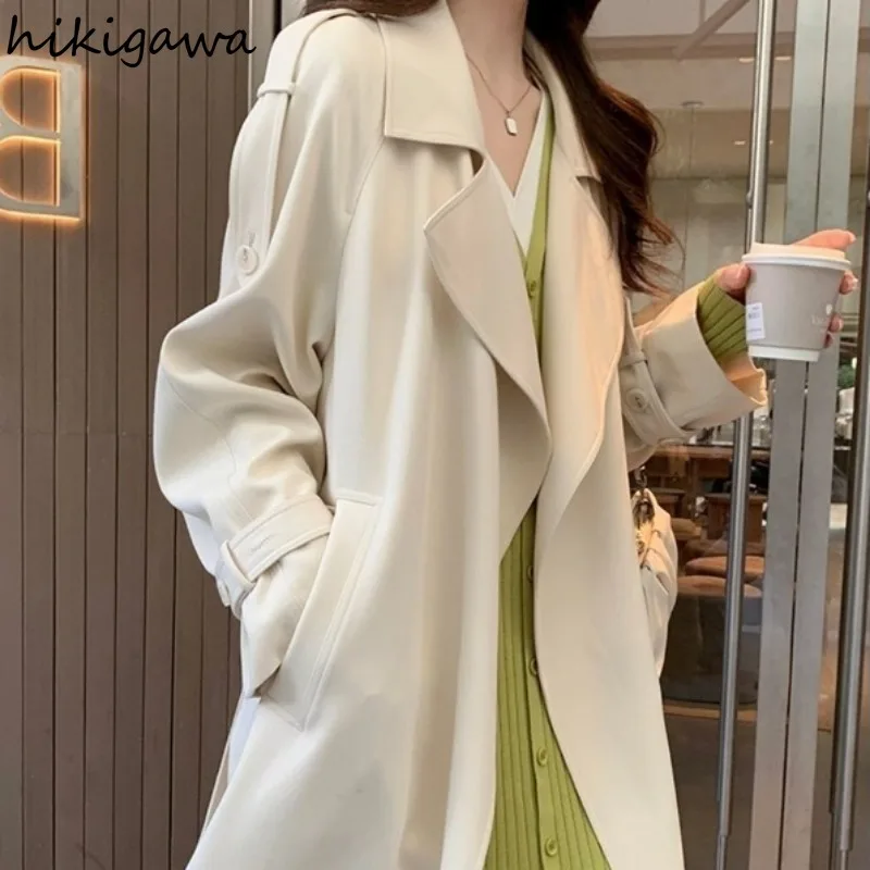 Streetwear Trench Coat  Women's Clothing Korean Temperament Oversized Outwear Y2k Tops Casual Fashion Jackets 2024 Ropa Mujer