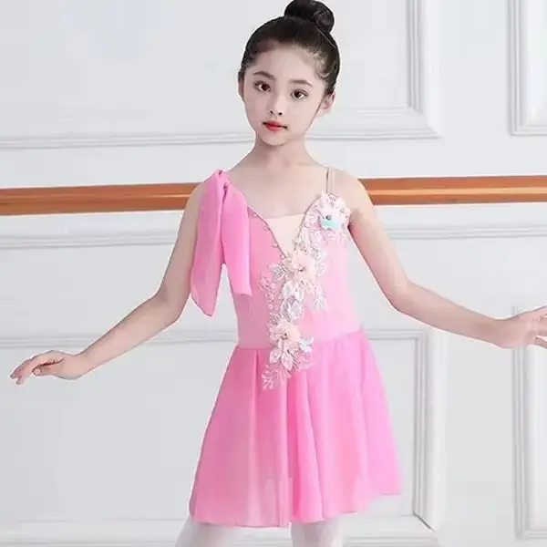 

Children Ballet Dress Girls Pink Blue White Chiffon Classical Leotard Ballet Dress For Kids Modern Dance Chinese Sling Dress
