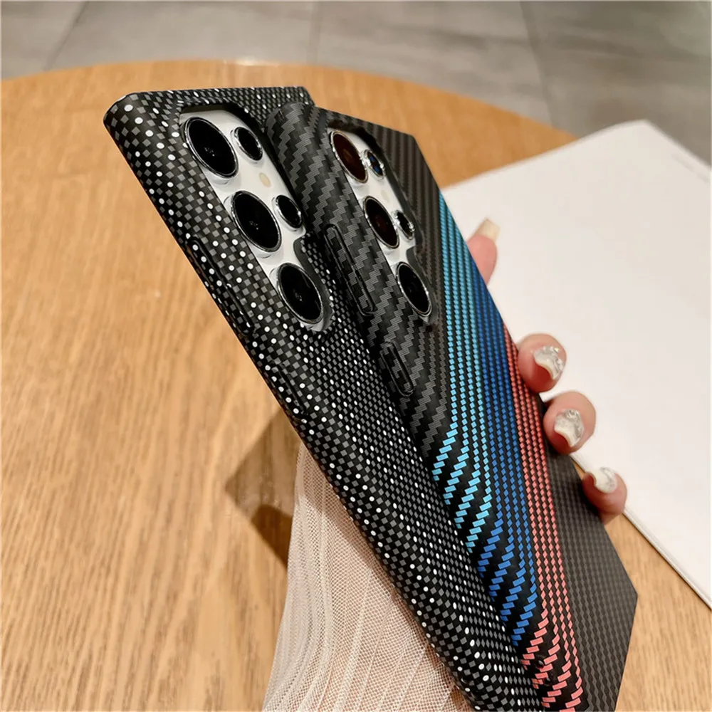 Ultradünne magnetische Hülle mit Carbonfaser-Textur für Samsung S25 S24 S23 S22 Note10 Plus 20 Ultra für MagSafe Wireless Charging Cover – Detail 5