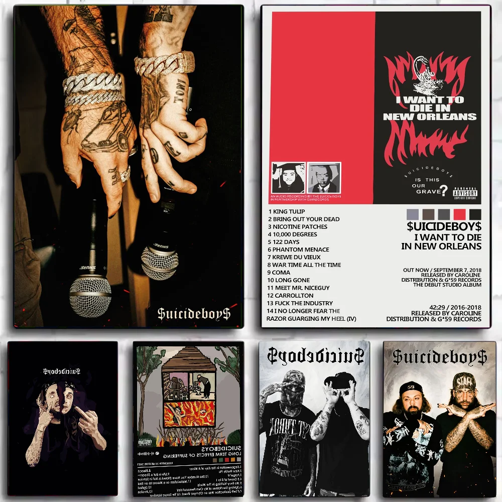 المغني S-Suicideboy الفرقة ألبوم المشارك ملصقات الفن جداريات حائطية ديكور لعبة غرفة ديكور الهدايا Kawaii HD اللوحة القط سيارات #2