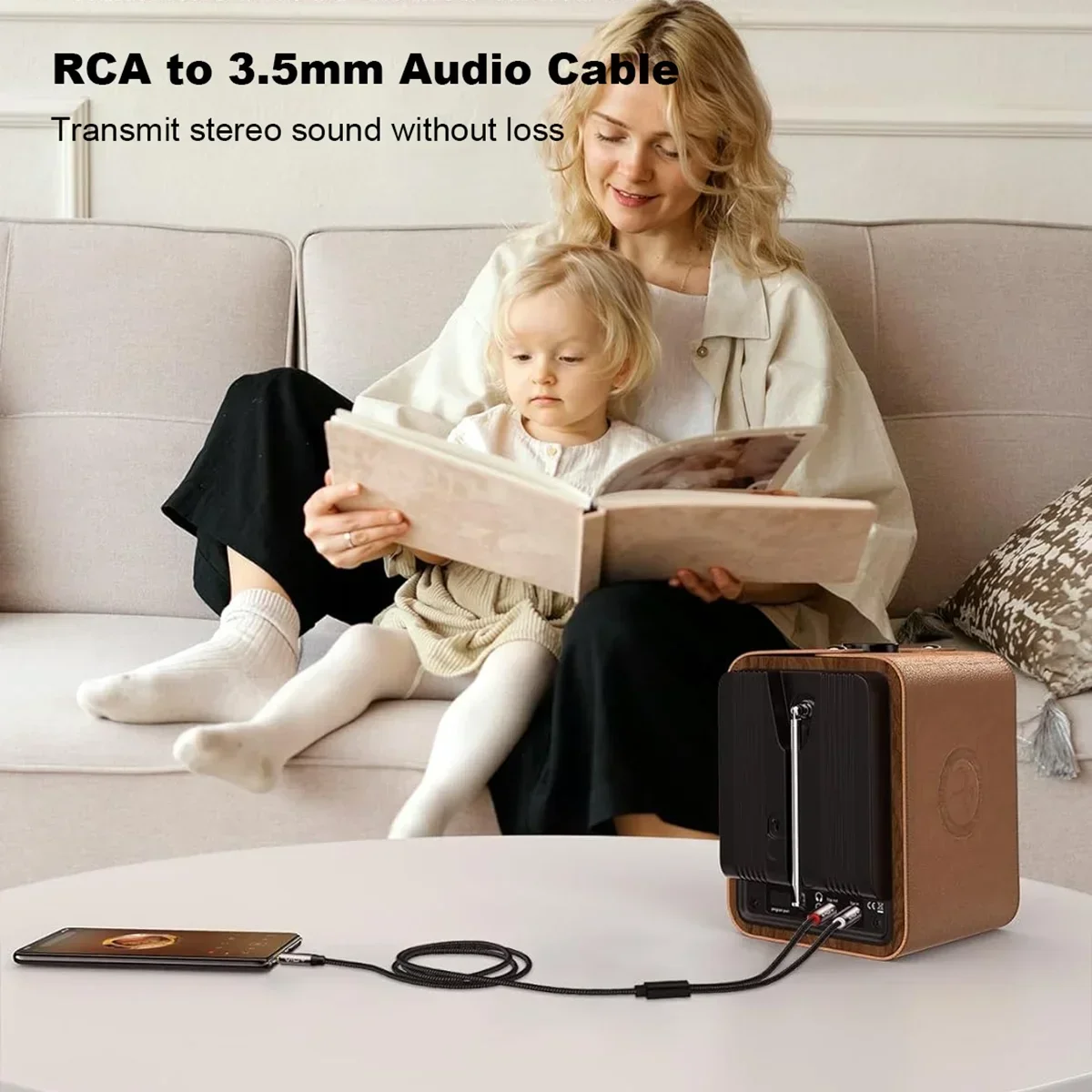 RCA To 3.5mm Stereo Audio Cable 100% Shield 3.5mm Male To 2RCA Male Aux Cord for Smartphone Tablet Speaker Home Theater HDTV Etc