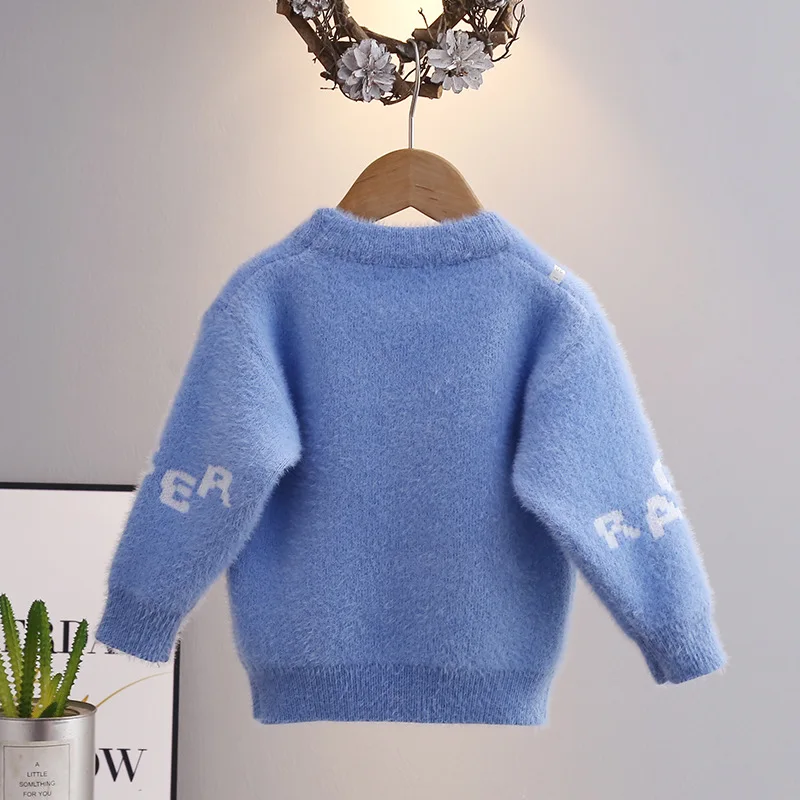 MILANCEL 2-6Y ﻿Children's Sweaters Boys Imitate Mink Fleece Knit Pullover Autumn & Winter Kid's Cartoon Dinosaur Pattern Sweater