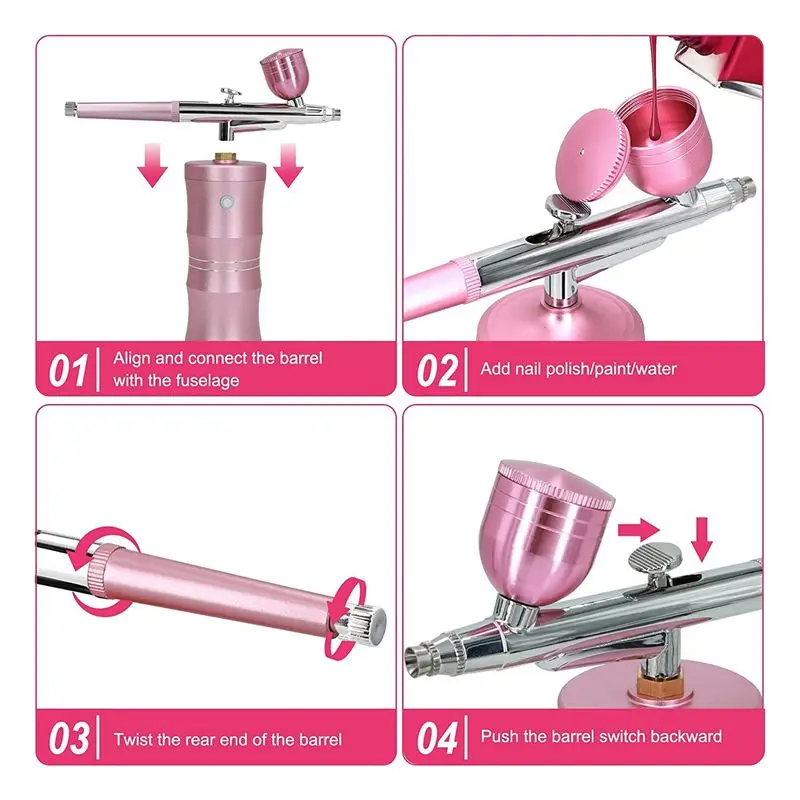 【AA86】Air Brush Kit With Air Compressor, Upgraded 7.4V 34PSI Air Brush Spayer Rechargeable Portable Cordless Air Brush