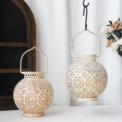 2PCs Metal Table Lamp Battery Powered Lamp Moroccan Decorative Lamps White Cordless Lamp Tabletop Indoor Outdoor Living Room