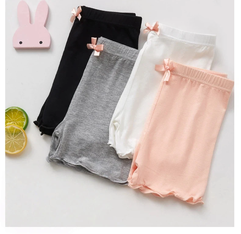 Summer Children's Thin Breathable Safety Pants Girls' Soft Three Part Leggings Underwear with Bow