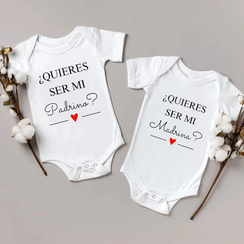 Do You Want To Be My Godmother/Godfather Newborn Baby Bodysuits Baby Announcement Jumpsuit Cotton Infant Toddler Ropa Clothes