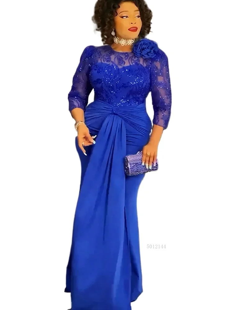 

2025 Plus Size African Party Dresses for Women Dashiki Sequin Sexy Bodycon Long Dress Elegant Turkey Muslim Wedding Evening Gown