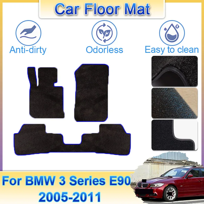 For BMW 3 Series E90 E91 2005~2011 Car Floor Mats Dirt-resistant Flannel Rugs Floor Carpets Luxury Foot Covers Auto Accessories