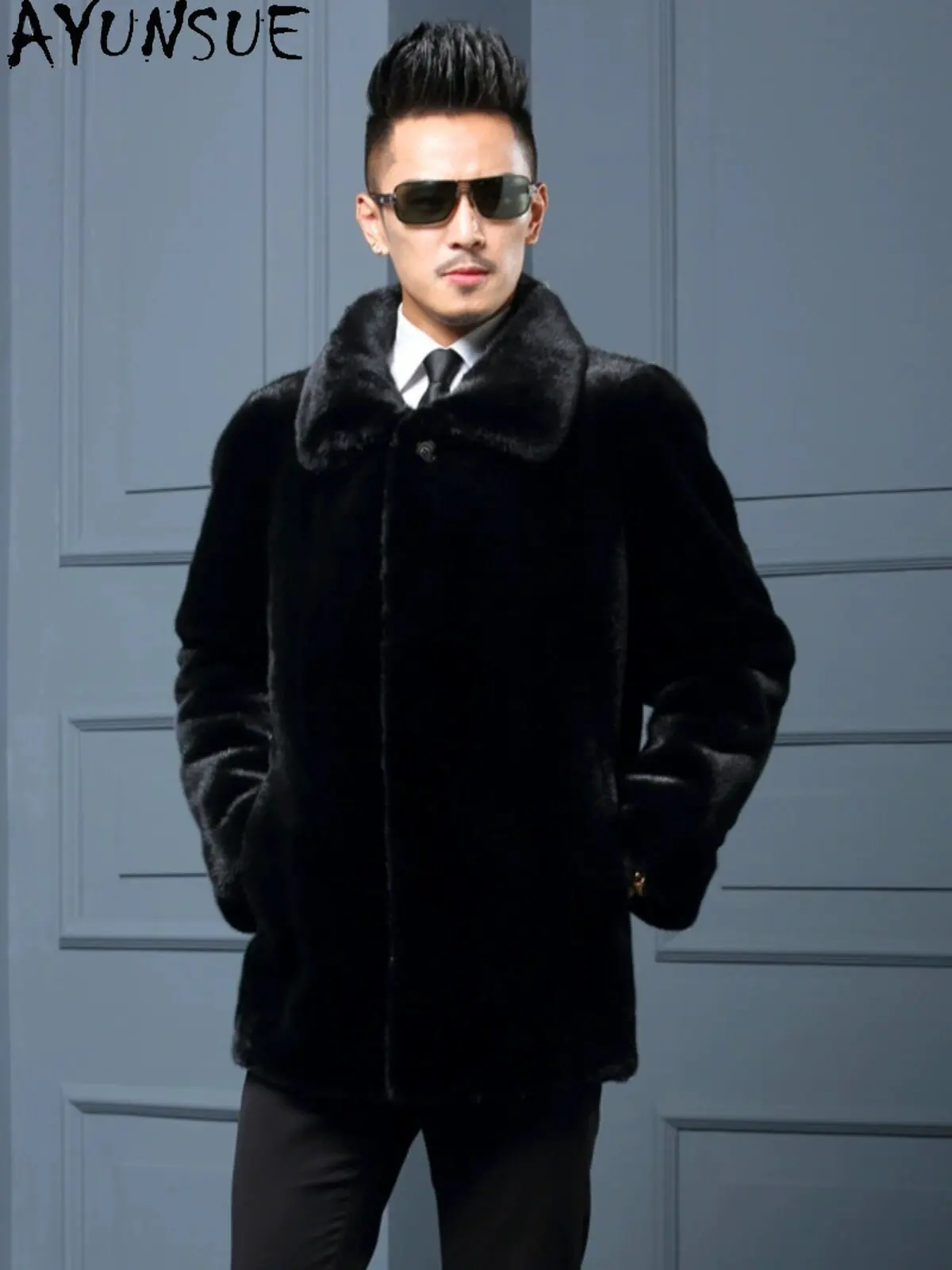AYUSNUE Natural Whole Mink Coat Men Luxury Clothes Warm Winter Jacket 100% Mink Real Fur Coats Man XS-12XL Мех Натуральный