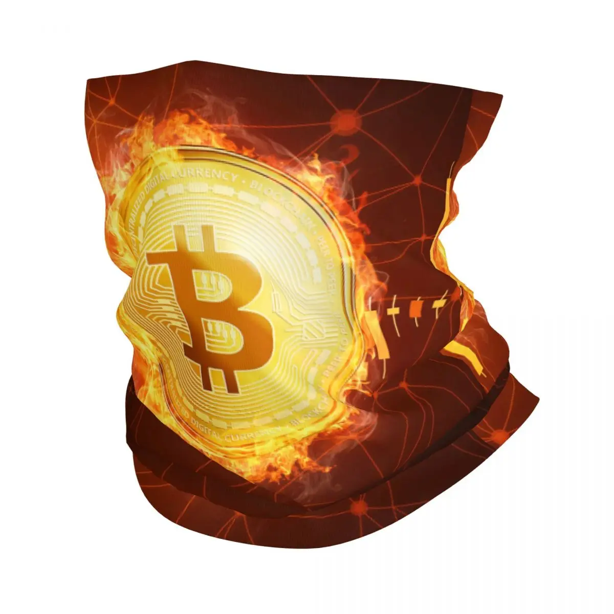 Bitcoin Coin Neck Gaiter Women Men UV Face Shield Winter Btc Crypto Currency Bandana Scarf for Cycling