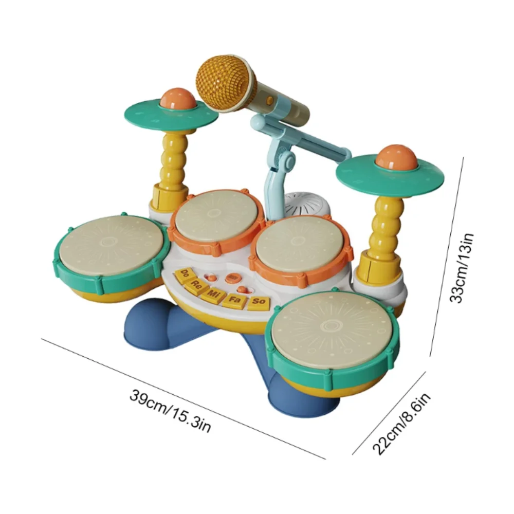 

BPA Free Kids Drum Set Multifunctional Drum Set Montessori Learning Baby Musical Instruments With Microphone Early Educational