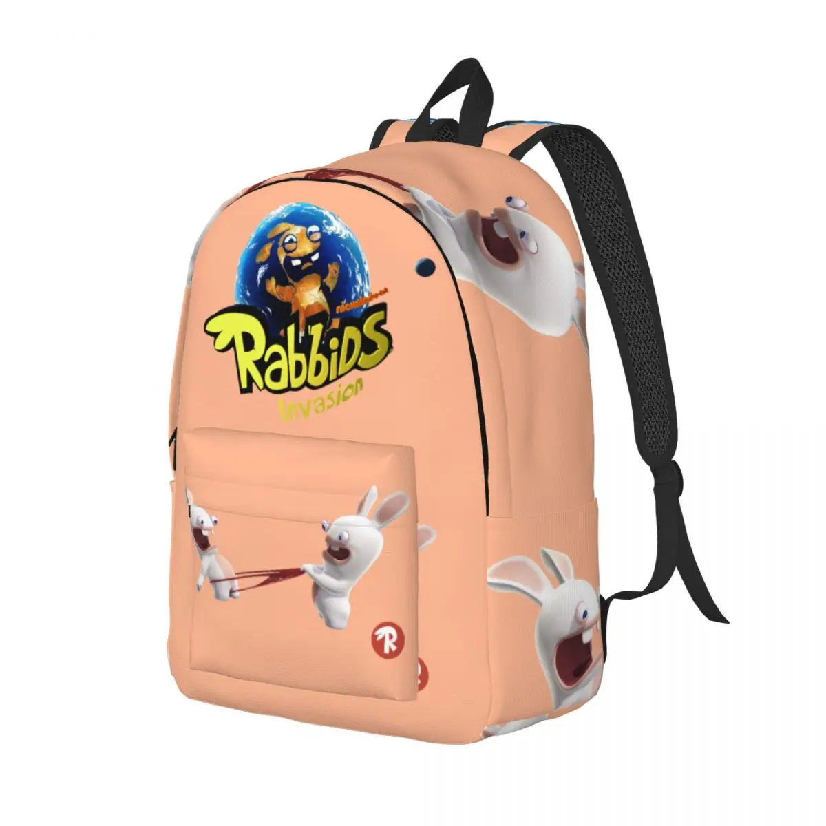 Back To School Gift Funny Zipper Closure Storage Bag R-Rabbids Invasion Kawaii Couple Knapsack For Work