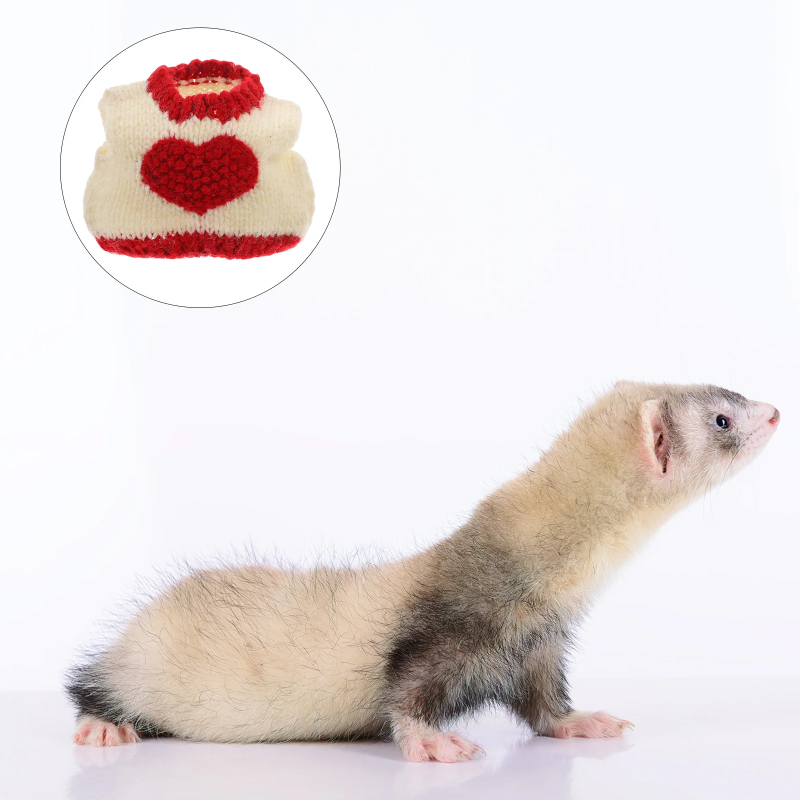 

Small Animal Outfit Valentines Day Heart Sweater Warm Knitted Clothes Ferret Hamster Guinea Pig Cat Sweaters Small Animal Outfit