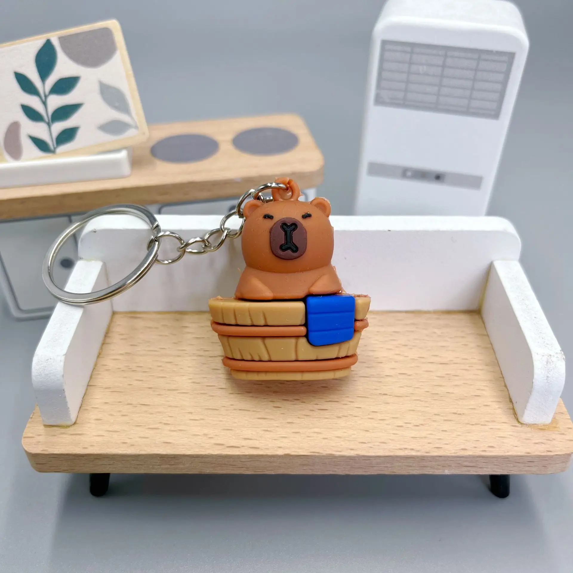 Niedliche Capybara Schlüssel bund Puppe Capibala Anhänger Fahrrad Rucksack Schlüssel Handy Anhänger Zubehör hässlich niedlich PVC weichen Gummi