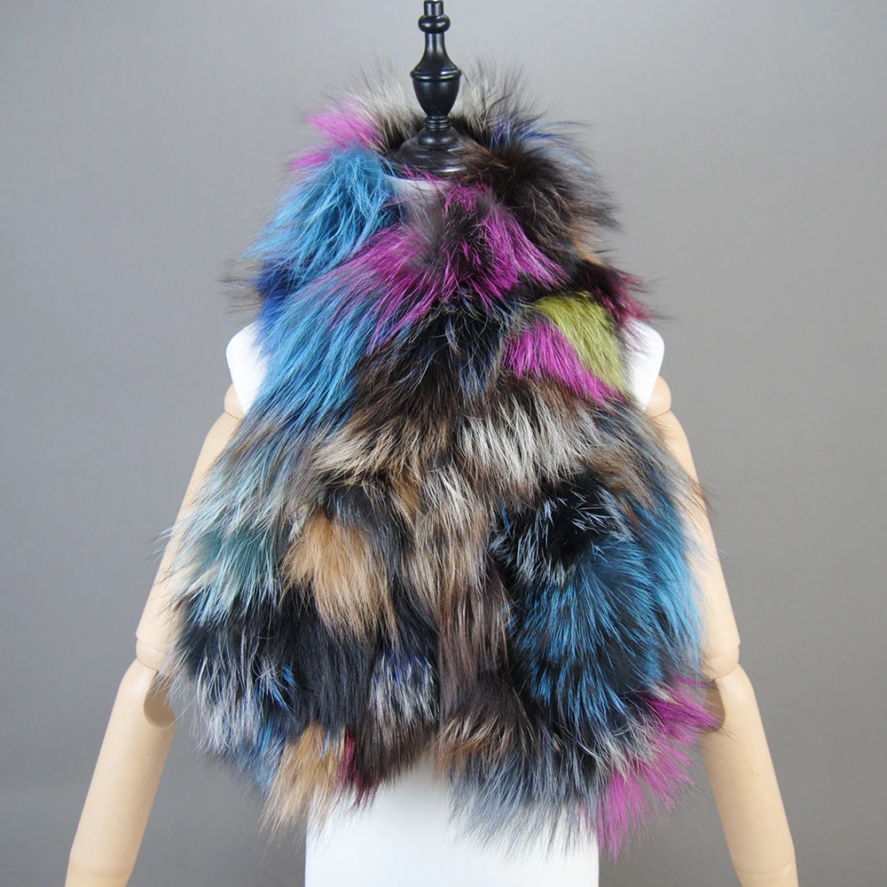 Hot Sale Women Winter Warm Natural Fox Fur Scarf Ring Knit Real Fox Fur Lady Fashion Neckerchief Scarves Women Real Fur Bandana