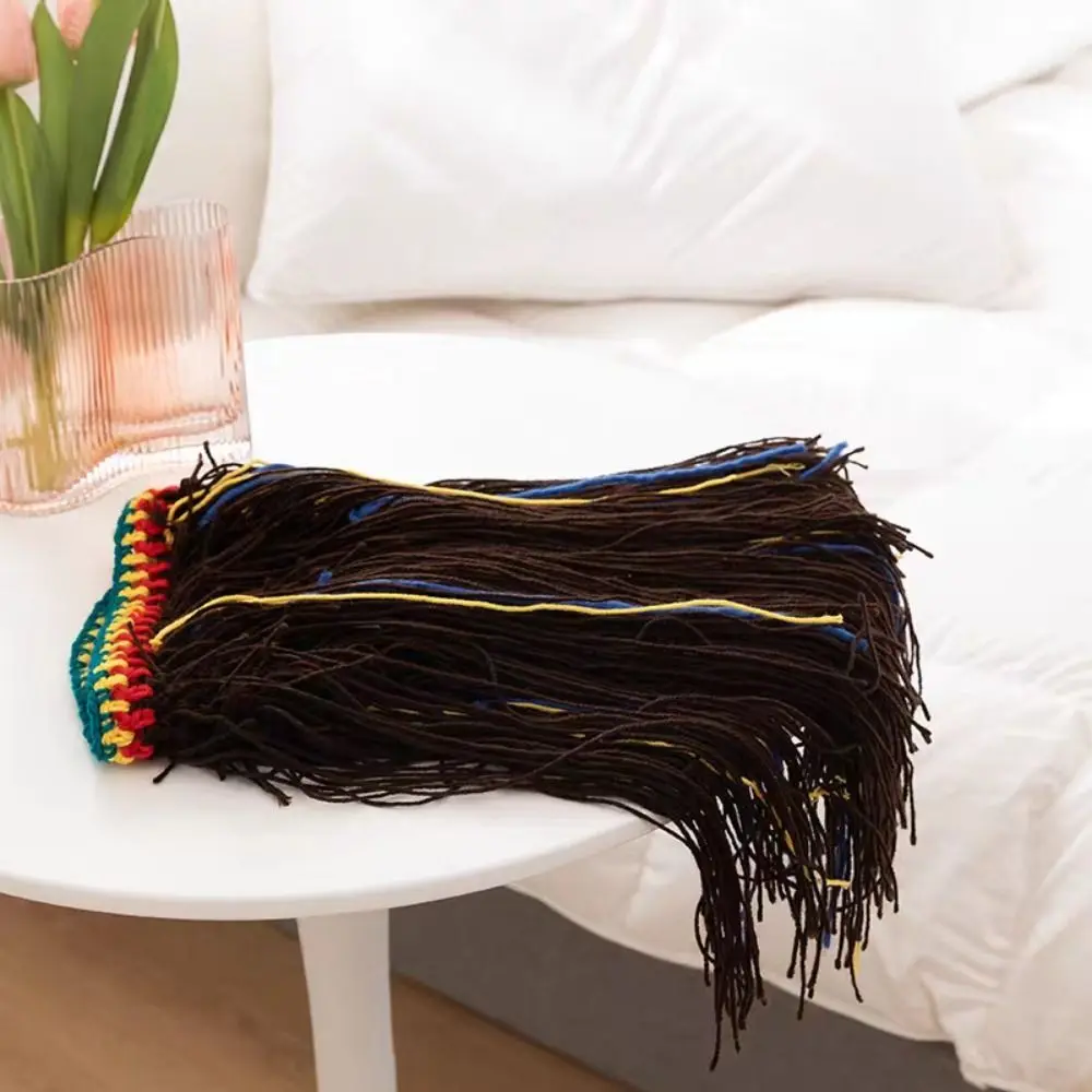 Brincalhão quente longo dreadlocks chapéu de malha cabelo sintético grosso dreadlocks peruca reggae elástico pulôver boné acessórios para o cabelo