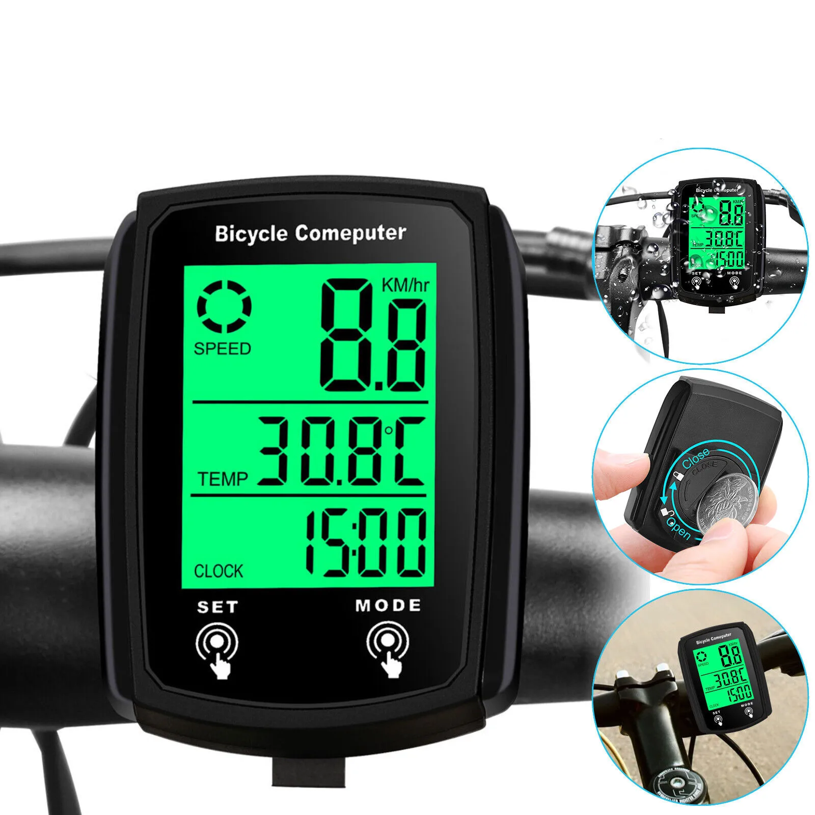 1Pcs Waterproof Bicycle Wired Speedometer Bike LCD Computer Speed Odometer English Speed Counter Code Table Cycling Accessories