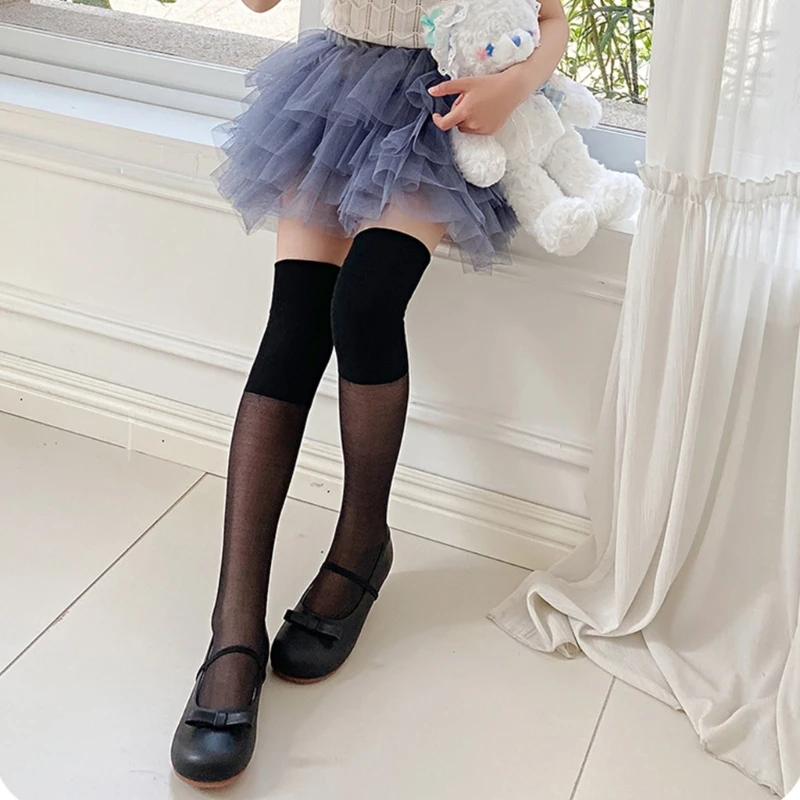 

G2TC 3-10T Child Nocks Summer Thin Thin Girls Коленый колено носки мягкие и дышащие