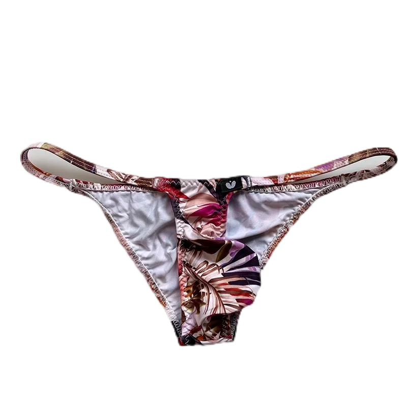 Small Bag Printed Men\'s Underwear Soft Sexy Bikini Triangle Pants Tight Plaid Low Waist Half Wrapped Buttocks Small Underware
