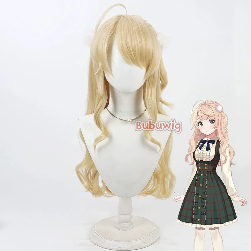 Bubuwig cabelo sintético shigure ui cosplay perucas com decoração de cabelo virtual youtuber shigure ui loira cos peruca resistente ao calor