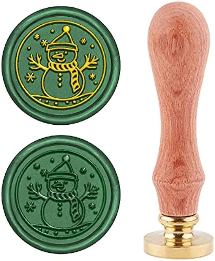 

1PC Wax Seal Stamp Snowman Vintage Sealing Wax Stamps 25mm Removable Brass Head Sealing Stamp with Wooden Handle