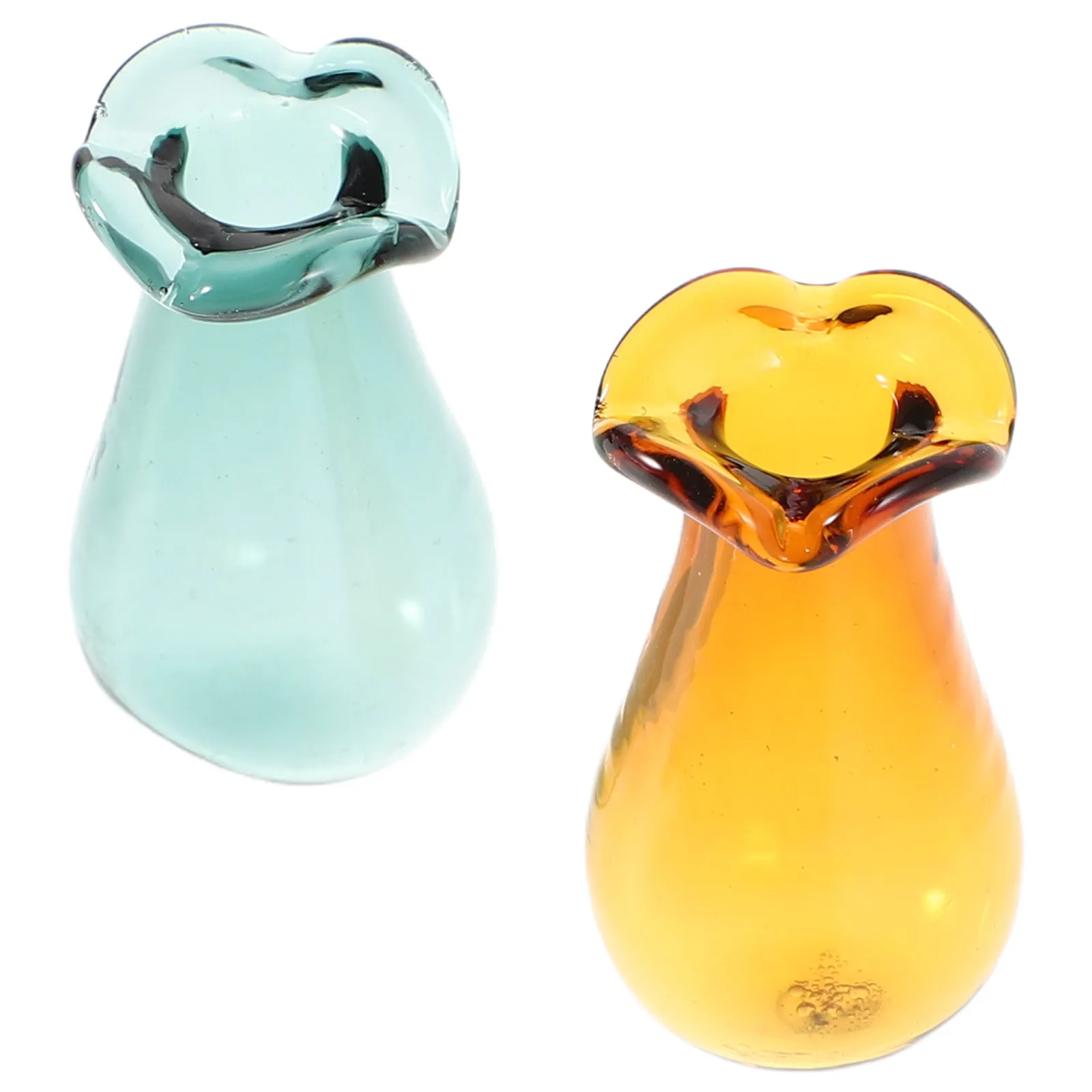 

2Pcs Miniature Glass Vase Set for Dollhouse Decor Tiny Home Micro Landscape DIY Craft Accessories Elegant Realistic Mini