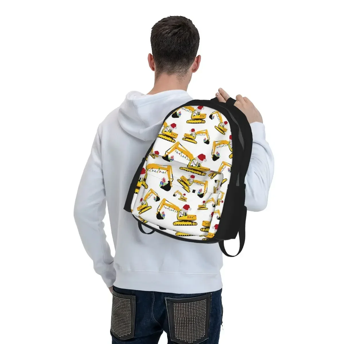 Christmas Excavator Construction Truck Backpack Student BookBag Children School Bag Computer Shoulder Bags for Men Women