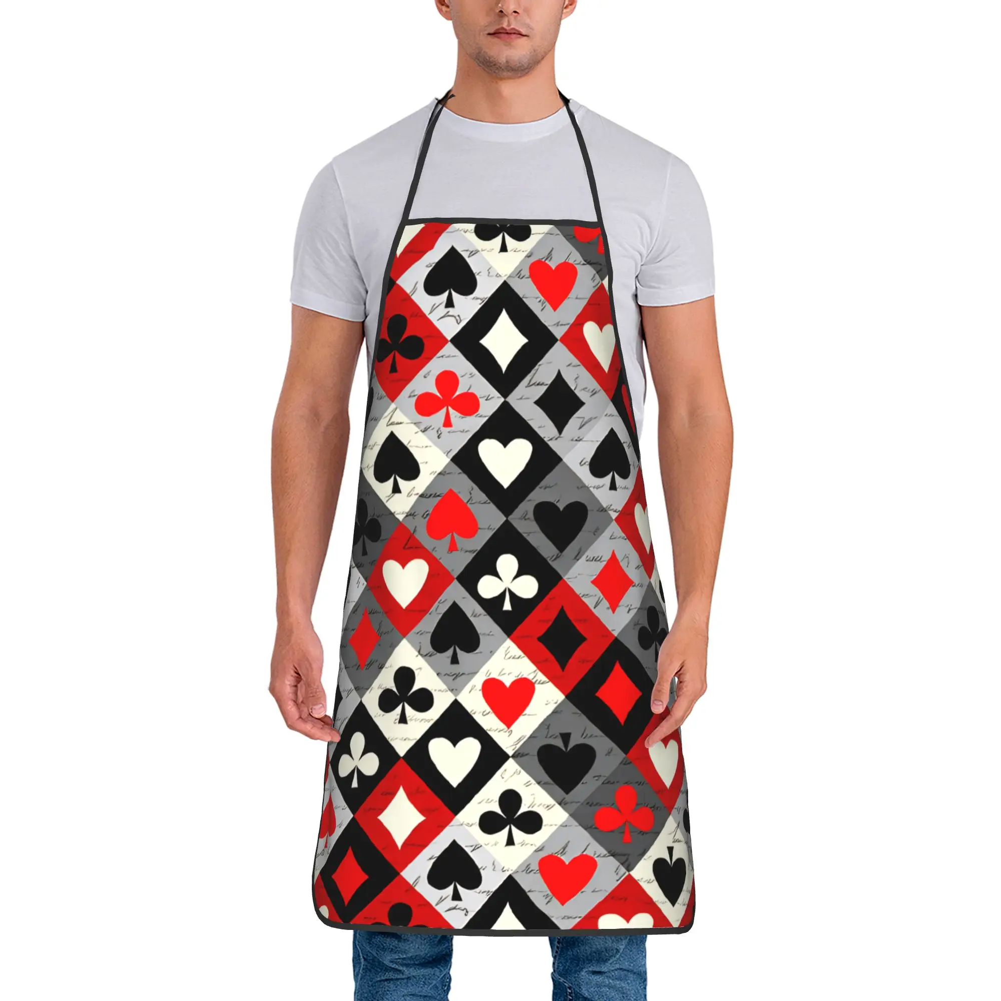 Playing Cards  Apron  Adult Restraunt Kitchen Accessories Household Fashion Aprons without Pocket