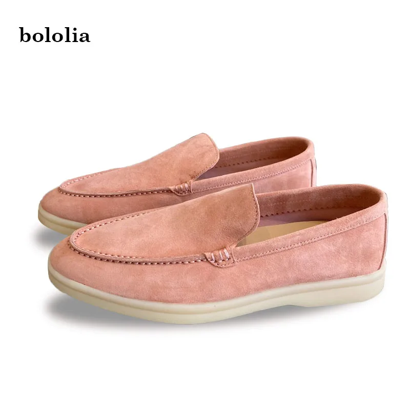 

High Quality Men's Walking Driving Shoes Couple Genuine Leather Loafer Sheepskin Suede Flat Casual Women's Shoes