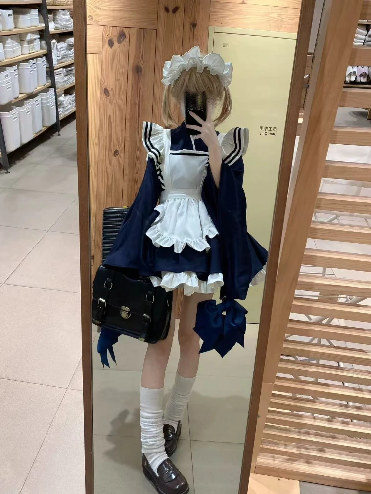 

2025 Halloween Aesthetic Lolita Sweet Dress Women Cute Bow Slim Maid Apron JK Dresses New Japanese Fashion Lovely Outfits Autumn