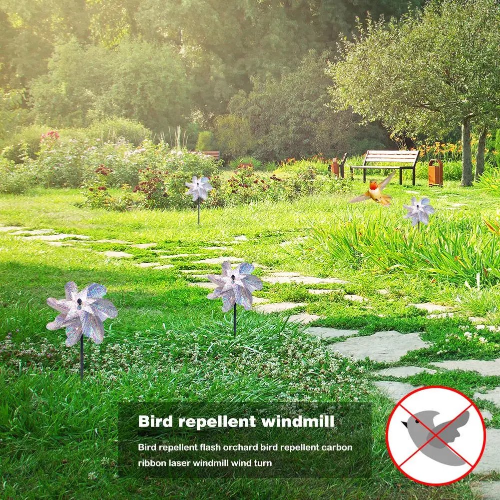 

Leaves Bird Repeller Windmill Reflective Sparkly Decorative Windmill Exquisite Eco-friendly Non-toxic for Outdoor Garden