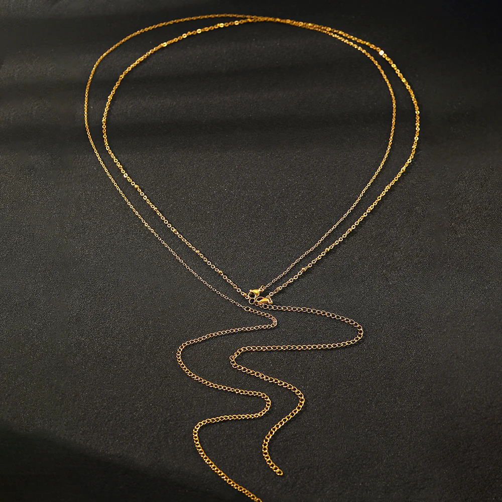 الفولاذ المقاوم للصدأ الخصر سلسلة الموضة الحد الأدنى تصميم جديد الخصر سلسلة رائعة الطبقات سلسلة الخصر سلسلة للنساء مجوهرات #5