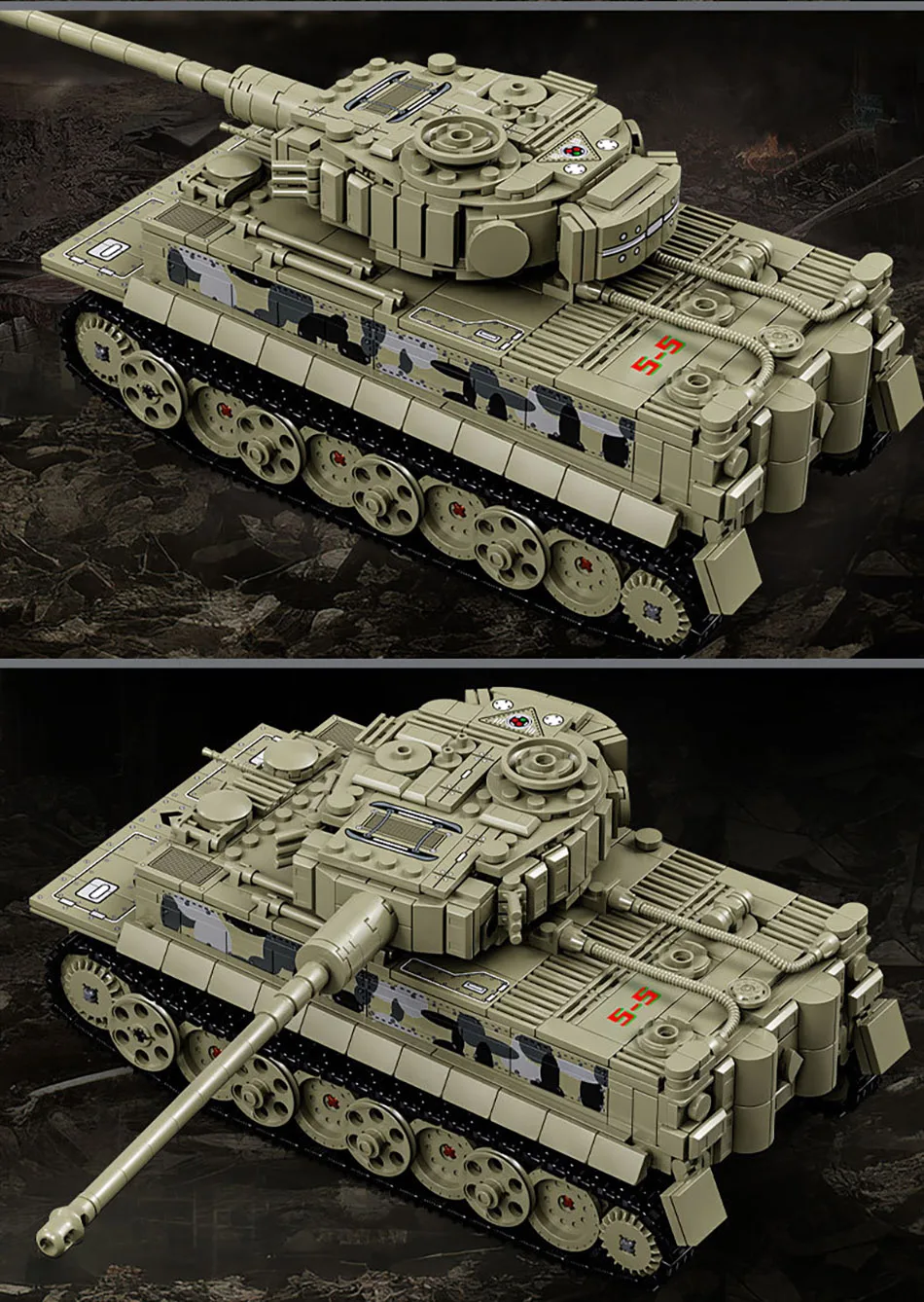 Militärischer MOC Tiger Schwerer Panzer, Armee-Hauptkampfpanzer, Soldatenfiguren, Bausteine, Ziegel-Set, Spielzeug für Jungen, Männer, Geschenke – Detail 4